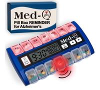 Med-Q Pastillero digital con alarmas, organizador de píldoras con luces intermitentes y recordatorios de pitidos, dispensador mensual de píldoras para personas mayores, demencia, Alzheimer