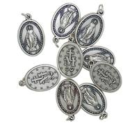 Medalla chapeada plata Virgen Milagrosa PRAY FOR US - h 2,2 cm - 10 piezas