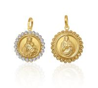 Medalla colgante Escapulario en oro de ley, Virgen del Carmen y Sagrado corazón, medida 14 mm