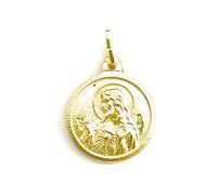 Medalla colgante Escapulario Virgen del Carmen Sagrado Corazón de Jesús en plata de ley cubierta de oro de 18kt
