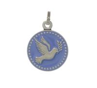 Medalla de Paloma del Espíritu Santo Plata y Azul 18mm - Medalla y cruz metálica - Culto cristiano en Latón, Latón