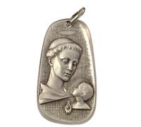 MEDALLA DE SAN ANTONIO DE PADUA CON EL NIÑO JESÚS - REALIZADA EN ALTO RELIEVE EN ESTILO ITALIANO ANTIGUO