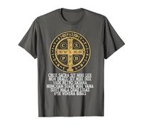 Medalla de San Benito Católica Latina Tradicional Camiseta, Hombre, Asfalto, 4XL