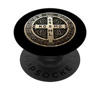 Medalla de San Benito Cruz de San Benito cristiano católico PopSockets PopGrip Adhesivo