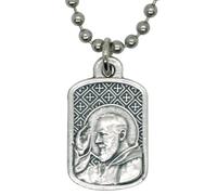 Medalla de San Santo en cadena estilo placa de perro | San Cristóbal, San Pío o San José | Medalla plateada | Gran regalo de confirmación | Fabricado en Italia, M, Metal, No es una piedra preciosa