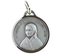 Medalla de Santa Bernadette Pastora de metal plateado - Medallas y cruz metálica - Culto cristiano católico de aluminio, Aluminio