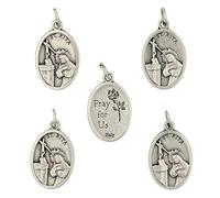 Medalla de Santa Rita con anillo de salto | 1 Pack o 5 Pack | Patrona de causas imposibles, soledad y víctimas de abuso | Accesorio católico | Hecho en Italia, Metal, Sin gemas.,