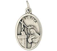 Medalla de Santa Rita con anillo de salto | 1 Pack o 5 Pack | Patrona de causas imposibles, soledad y víctimas de abuso | Accesorio católico | Hecho en Italia, Metal, Sin gemas.,