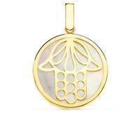 Medalla Mano de Fatima en Oro 18k y Nácar Natural - Amuleto de Proteccion y Elegancia - Colgante para Cuello de Mujer Poderosa - Tacto Suave y Estilizado (Pendientes)