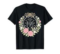 Medalla Milagrosa Floral Devoción Católica Mariana Camiseta