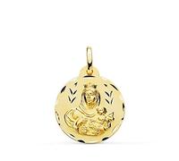 Medalla oro 18k colgante 20mm. Virgen del Carmen cerco tallado unisex