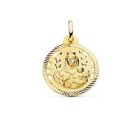Medalla oro 18k Virgen del Carmen 20mm. detalles calados cerco hélice tallado