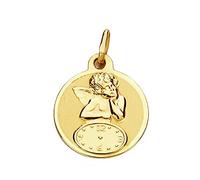 Medalla Oro 9K Bebé Ángel Sobre Reloj 15mm. Ligera Bebé - Personalizable - Grabación Incluida En El Precio