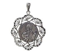 Medalla plata ley 925m San Judas Tadeo 34mm. cerco flecos [AA9814GR]
