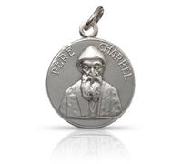 Medalla San Charbel Makhlouf mm 18 - Colgante Religioso Hombre Mujer - Acabado Color Plata - Sin Cadena