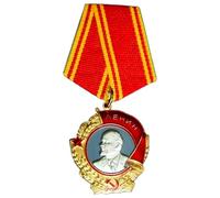 Medalla soviética de la Orden de Lenin de la URSS Copia exacta de recuerdo, patriótica de Lenin, pin de héroe de bandera roja, con diseño icónico soviético, acabado de textura fina, Go-Ld