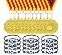 Medallas de Fútbol de 12 Piezas, Pulseras de Fútbol de 12 Piezas Regalos de Fiesta de Fútbol para Niños Regalos de Cumpleaños para Niños Niñas Regalo de Cumpleaños Accesorios de Fiesta de Cumpleaños