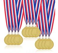 Medallas para NiñOs, 12 Piezas Medallas de Metal Dorado Ganador con Cintas, Premios del Día Deportivo, Competiciones de Juegos, Regalos de Fiesta para NiñOs Adultos