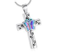 Medallón de cenizas de mariposa tallada, joyería conmemorativa, caja de cremación, estilo casual, ataúdes, joyería de cremación, collar de urna de acero inoxidable para mascotas, One Size, como se
