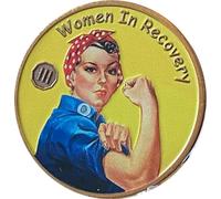 Medallón de recuperación de 3 años para mujeres en recuperación Color Rosie The Riveter Serenity Prayer Sobriety Chip