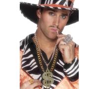 Medallón De Signo De Dólar Pimp Daddy Para Hombre Disfraz De Gangster Elegante