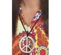 Medallón De Signo De Paz Hippie Plata Collar Para Adultos Disfraz De Los 60