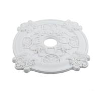 Medallón de techo redondo blanco PU cubierta de lámpara para ventilador de techo, placa de roseta decorativa base de lámpara corrector sin instalación de taladro