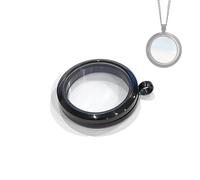 Medallón de vidrio transparente de 30 mm - Medallón negro brillante con tapa roscada, colgante de relleno, colgante redondo de acero inoxidable, colgante de recuerdo pequeño, para regalos de bricolaje