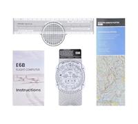 Medarchitect Kit de trazador de aviación, computadora de vuelo E6B para pilotos, regla de diapositiva de aviación, incluye trazador de aviación, guía y bolsa de almacenamiento compatible con gráficos