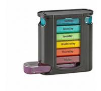 MEDca Organizador semanal de pastillas, 4 veces al día, 7 compartimentos apilables fáciles de llenar, 1 dispensador por la mañana, mediodía, noche y hora de dormir, color negro