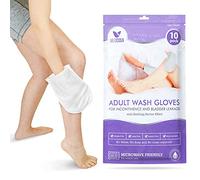 Medcosa - Manoplas húmedas para adultos con incontinencia - Toallitas desechables en forma de guante para limpiar el cuerpo. Húmedas e inodoras, con crema barrera y dimeticona, 5 paquetes de 10