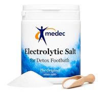 medec Sal de electrólisis de 800 g para baños de pies - Sal activadora para baños de pies desintoxicados e iónicos, apto para muchos aparatos electrolíticos, incluye cucharas medidoras, baño de pies