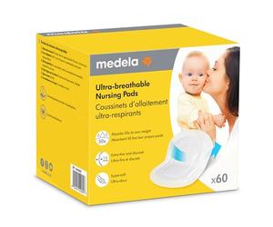 Medela Almohadilla de lactancia ultra transpirable, 60 unidades, altamente absorbente, transpirable y discreta para un uso cómodo