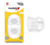 Medela Chupete para bebé recién nacido de 0 a 2 meses, paquete de 2 unidades, incluye estuche esterilizante, sin silicona ni BPA, soporta la succión natural, transparente