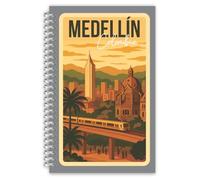 Medellín Colombia Notebook - Hardcover Spiral Travel Journal with 100 Lined Pages - Retro City Souvenir Gift - Made in Medellín