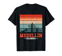 Medellin Colombia Retro Vintage Sunset Skyline Medellin Camiseta