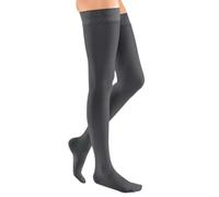 medi mediven Elegance 0268A03 Medias de compresión para mujer con punta abierta, CCL2, cinta adhesiva ancha con botones, color antracita, talla III normal, antracita, III - offene Spitze