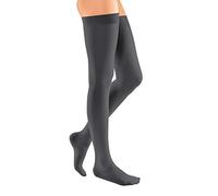medi mediven Elegance CCL2 - Medias de compresión para mujer, longitud hasta el muslo, cortas, con cinta adhesiva, antracita, III - geschlossene Spitze