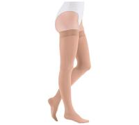 medi Mediven plus Medias de compresión hasta el muslo sin punta, unisex, larga de apoyo CCL2 con banda adhesiva con puntos para hombre y mujer, caramelo, L