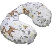 NECK PILLOW Soporte Cuello 100% Algodón/Minky Medi Partners Bebé Cojín cervical para coche Paseante Viaje dormir Almohada snooze roll (Ciervo con Minky gris)