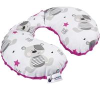 NECK PILLOW Soporte Cuello 100% Algodón/Minky Medi Partners Bebé Cojín cervical para coche Paseante Viaje dormir Almohada snooze roll (Teddy con Minky rosa oscuro)