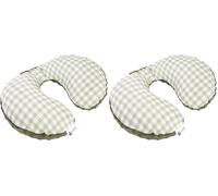 Medi Partners Almohada Cervical Coche Bebe cojin Cuello niños cojín Viaje - 100% Algodón/Minky Avion Neck Travel Pillow Almohadilla Cervicales Nino (Cuadros con Oliva Minky) (Paquete de 2)
