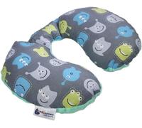 Medi Partners Almohada Cervical Coche Bebe cojin cuello niños cojín viaje - 100% Algodón/Minky Avion Neck Travel Pillow Almohadilla Cervicales Nino (Criaturas con menta Minky)