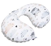 NECK PILLOW Soporte Cuello 100% Algodón/Minky Medi Partners Bebé Cojín cervical para coche Paseante Viaje dormir Almohada snooze roll (Glade con gris Minky)