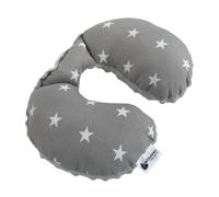 NECK PILLOW Soporte Cuello 100% Algodón/Minky Medi Partners Bebé Cojín cervical para coche Paseante Viaje dormir Almohada snooze roll (Estrellas con gris Minky)
