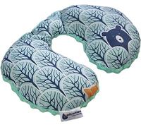 NECK PILLOW Soporte Cuello 100% Algodón/Minky Medi Partners Bebé Cojín cervical para coche Paseante Viaje dormir Almohada snooze roll (Bosque con menta Minky)