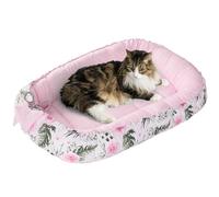 Medi Partners Cama para Gatos 75x60x10cm Dormitorio Mascotas Pequeño Mediano Almohada Gato Nest (Rosa Flores)