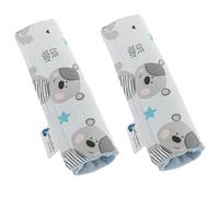 Medi Partners 2 piezas Protector de cinturón de seguridad de coche 17x22cm Niño 100% algodón Minky Puntos de fricción de doble cara para coches deportivos (Osito de peluche con visón azul)