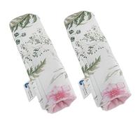 Medi Partners Coche Protector Cinturon Niños Almohadilla 2 Piezas Seguridad para Bebe 17x22cm 100% Algodón Minky Cinturón Kids Seat Car Cinturones Cinto (Floral con Minky rosa claro)