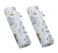 Medi Partners 2 piezas Protector de cinturón de seguridad de coche 17x22cm Niño 100% algodón Minky Puntos de fricción de doble cara para coches deportivos (Ciervo con Minky gris)